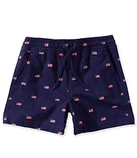Class Club Little Boys American Flag Print Synthetic Pull-On Shorts