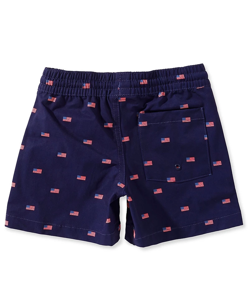 Class Club Little Boys American Flag Print Synthetic Pull-On Shorts