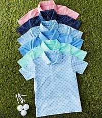 Class Club Little Boys Geo Print Synthetic Short Sleeve Polo