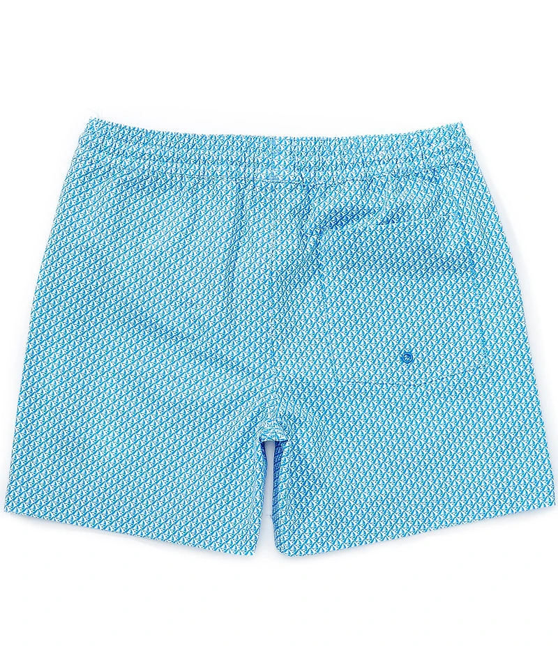 Class Club Little Boys Americana Geo Sailboat Print Synthetic Pull-On Shorts