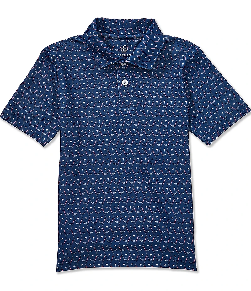 Class Club Little Boys Golf Club Print Short Sleeve Polo