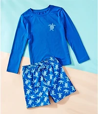 Class Club Little Boys Long Sleeve Sea Turtle Graphic Rashguard