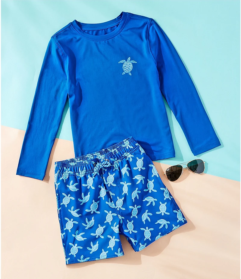 Class Club Little Boys Long Sleeve Sea Turtle Graphic Rashguard