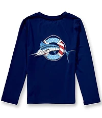 Class Club Little Boys Long Sleeve Swordfish Americana Graphic Rashguard