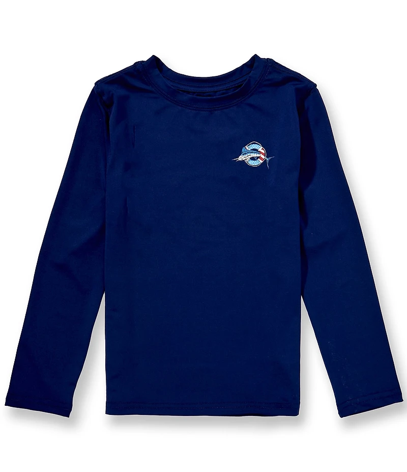 Class Club Little Boys Long Sleeve Swordfish Americana Graphic Rashguard