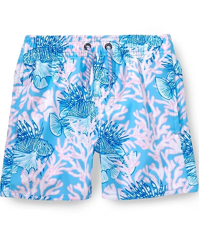 Class Club Little Boys Puffer Fish Print Swim Trunks