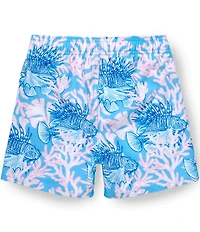 Class Club Little Boys Puffer Fish Print Swim Trunks