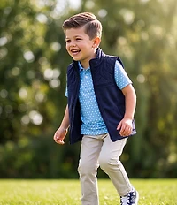 Class Club Little Boys Quilted Yoke Zip-Front Vest