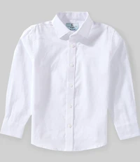 Class Club Little Boys Solid Linen Long Sleeve Button Down Shirt