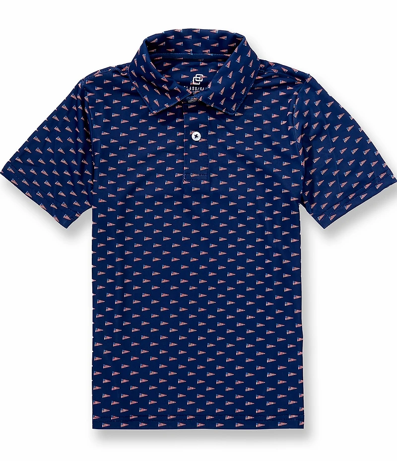 Class Club Little Boys Americana USA Pennant Print Short Sleeve Synthetic Polo