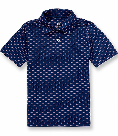 Class Club Little Boys Americana USA Pennant Print Short Sleeve Synthetic Polo