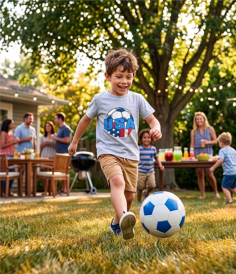 Class Club Little Boys Americana USA Soccer Graphic Short Sleeve T-Shirt