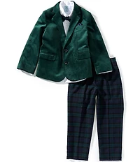 Class Club Little Boys Velvet Jacket Plaid Pants 4-Piece Suit Set