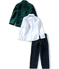 Class Club Little Boys Velvet Jacket Plaid Pants 4-Piece Suit Set