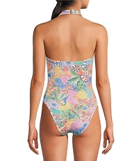 Cleonie Crinkle Nusa Dua Maillot Dreamland Print Halter One Piece Swimsuit