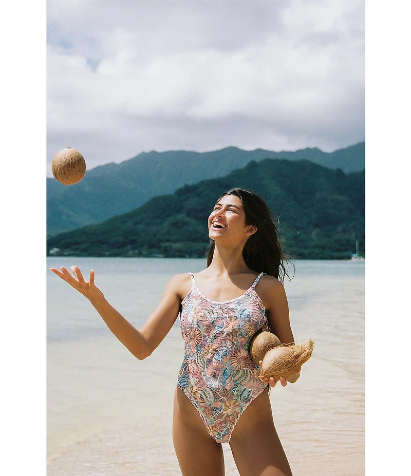 Cleonie Crinkle Wanderlust Scoop Back One Piece Swimsuit