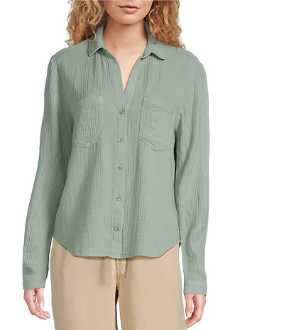 Cloth & Stone Collared Long Sleeve Button Front Shirt