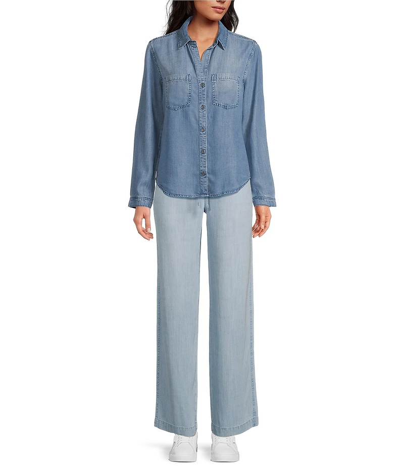 Cloth & Stone Chambray Drawcord Wide-Leg Pants
