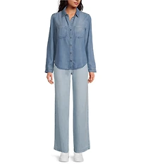 Cloth & Stone Chambray Drawcord Wide-Leg Pants