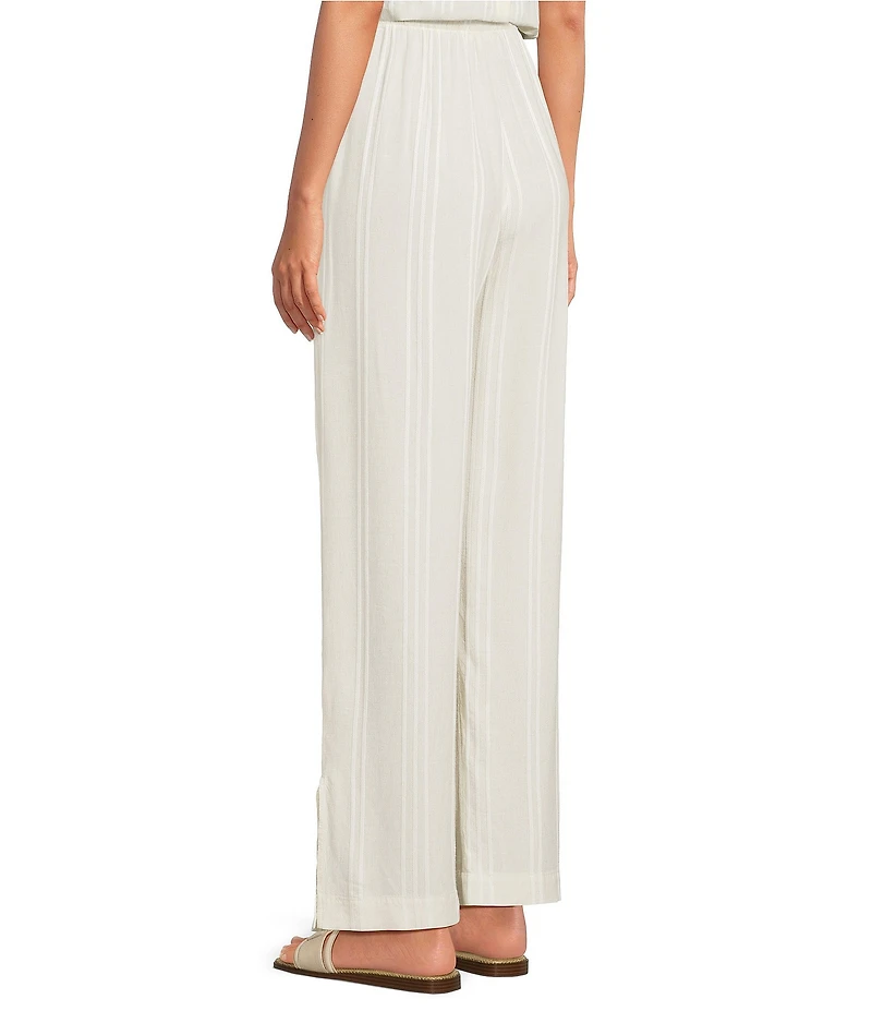 Cloth & Stone Knit Mid Rise Striped Tie Waist Wide Leg Coordinating Pants