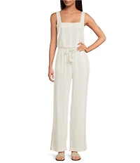 Cloth & Stone Linen Blend Button Back Knit Striped Scoop Sleeveless Coordinating Tank