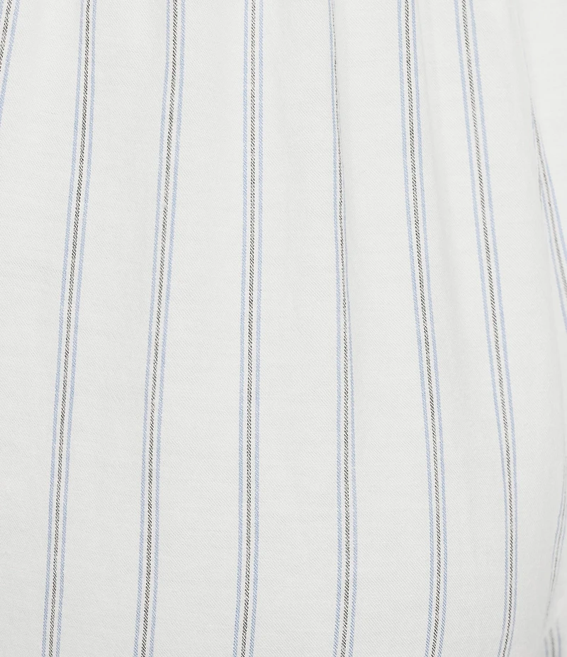 Cloth & Stone Linen Blend High Rise Wide Leg Front Drawstring Stripe Crop Coordinating Pants