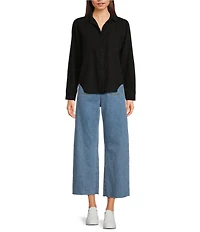 Cloth & Stone Long Sleeve Button Front Collared Coordinating Lyocell Shirt