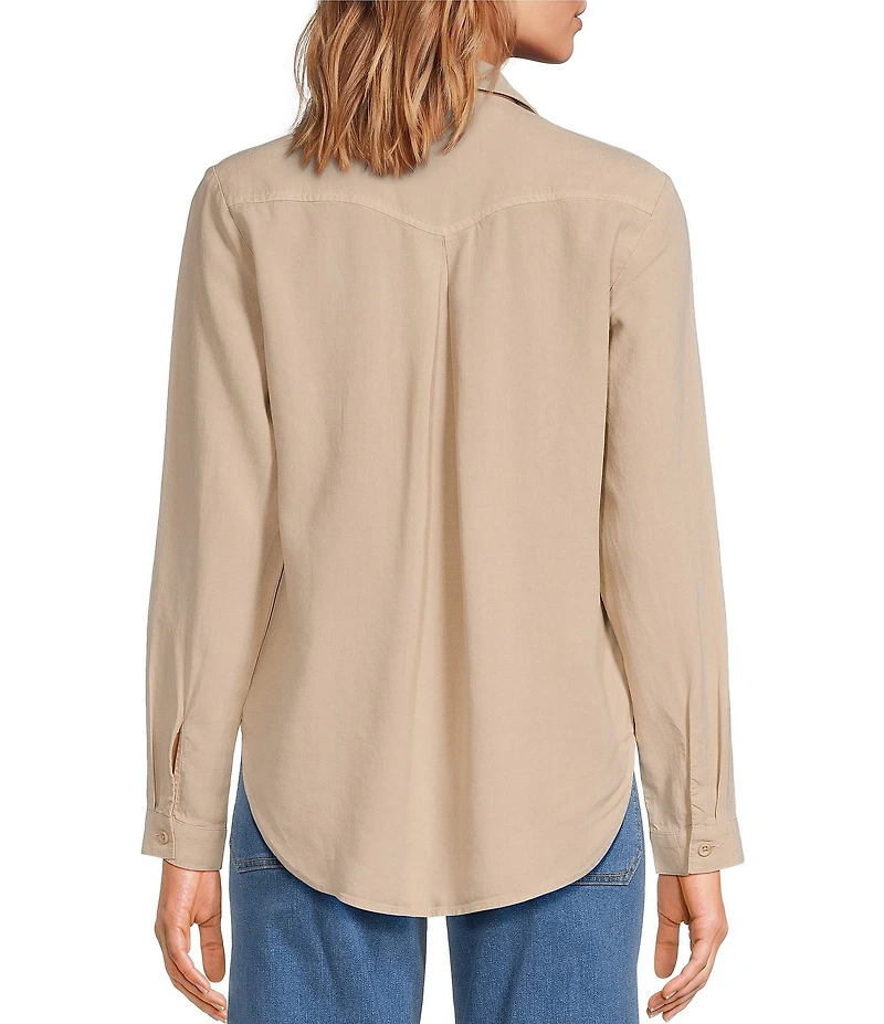Cloth & Stone Long Sleeve Button Front Collared Coordinating Lyocell Shirt