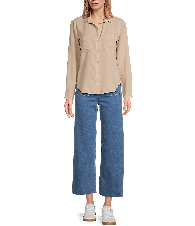 Cloth & Stone Long Sleeve Button Front Collared Coordinating Lyocell Shirt