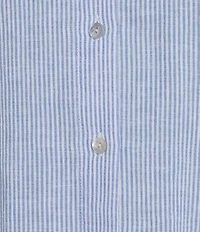 Cloth & Stone Stripe Print Linen Blend Point Collar Long Sleeve Classic Button Down Coordinating Shirt