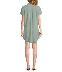 Cloth & Stone Woven Collared Short Sleeve Button Front Shift Dress