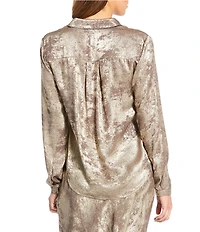 Cloth & Stone Woven Coordinating Ottoman Button Down Collar Long Sleeve Top