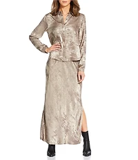 Cloth & Stone Woven Coordinating Ottoman Button Down Collar Long Sleeve Top