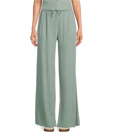 Cloth & Stone Woven Crinkle High Rise Wide Leg Pants