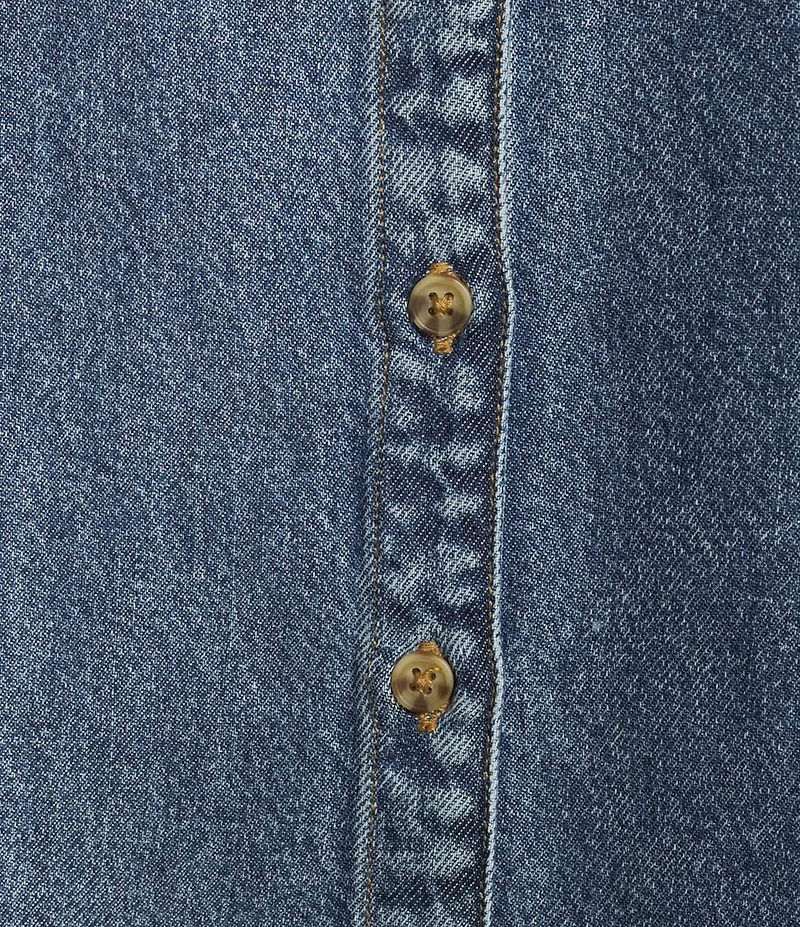 Cloth & Stone Woven Denim Notch Collar Short Sleeve Button Down Shirt