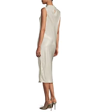 Cloth & Stone Woven Mock Neck Sleeveless Maxi A-Line Dress