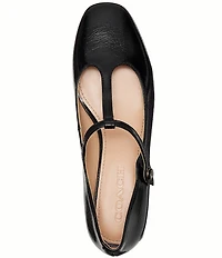 COACH Angelina Glazed Leather T-Strap Mary Jane Pumps