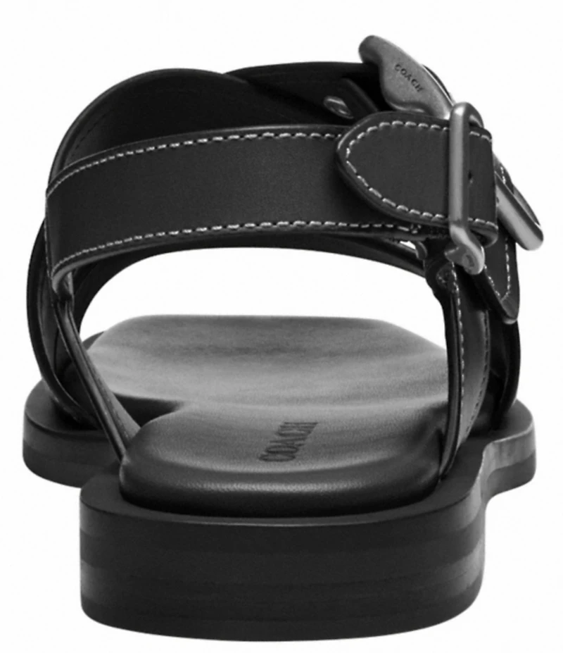 COACH Archival Buckle Leather Flat Sandals