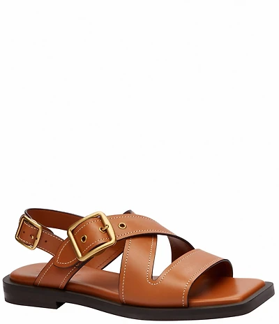 COACH Archival Buckle Leather Flat Sandals