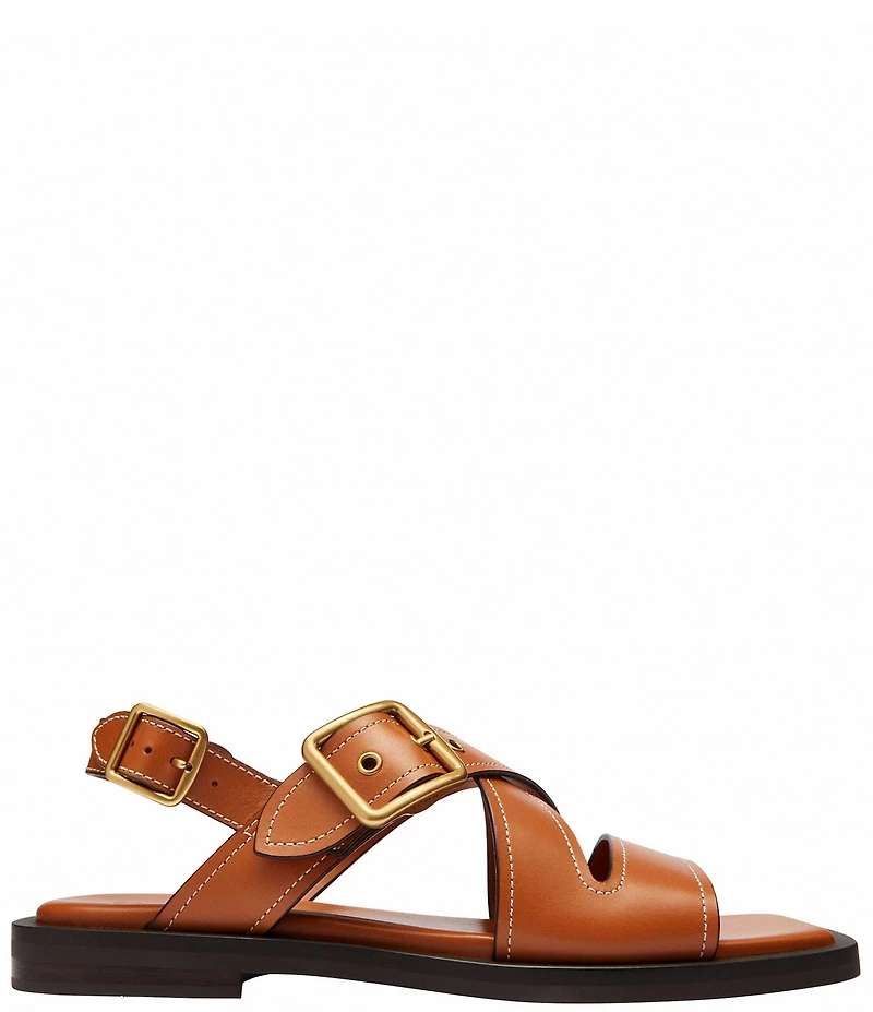 COACH Archival Buckle Leather Flat Sandals