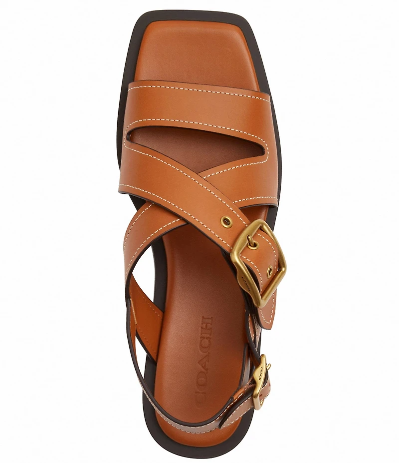 COACH Archival Buckle Leather Flat Sandals