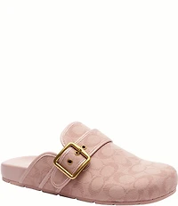 COACH Women's Archival Signature Logo Jacquard Buckle Hardware Clogs