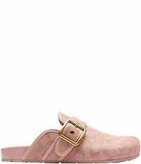COACH Women's Archival Signature Logo Jacquard Buckle Hardware Clogs