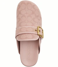 COACH Women's Archival Signature Logo Jacquard Buckle Hardware Clogs