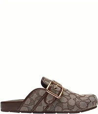 COACH Women's Archival Signature Logo Jacquard Buckle Hardware Clogs
