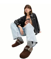 COACH Women's Archival Suede and Signature Jacquard Buckle Hardware Clogs