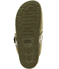 COACH Women's Archival Suede and Signature Jacquard Buckle Hardware Clogs