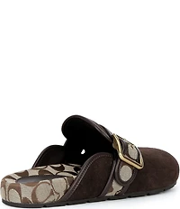 COACH Archival Suede Clogs With Signature Jacquard Buckle Strap