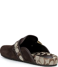 COACH Archival Suede Clogs With Signature Jacquard Buckle Strap