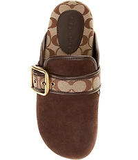 COACH Archival Suede Clogs With Signature Jacquard Buckle Strap